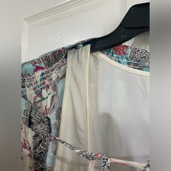 Daniel Rainn DR2 Blouse Womens Plus 2X Paisley Floral Balloon 3/4 Sleeve 2 Piece - Picture 6 of 15